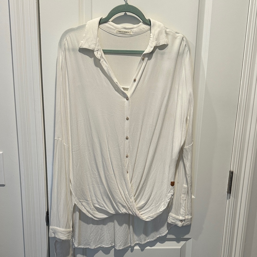 Elegant White Button-Down Women's Shirt